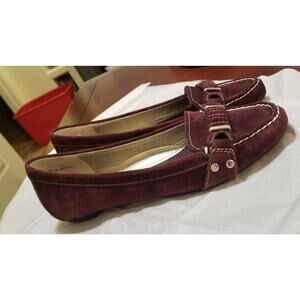 St John's Bay Career Casual Business Women's 6M Burgundy Suede Leather Loafer PO